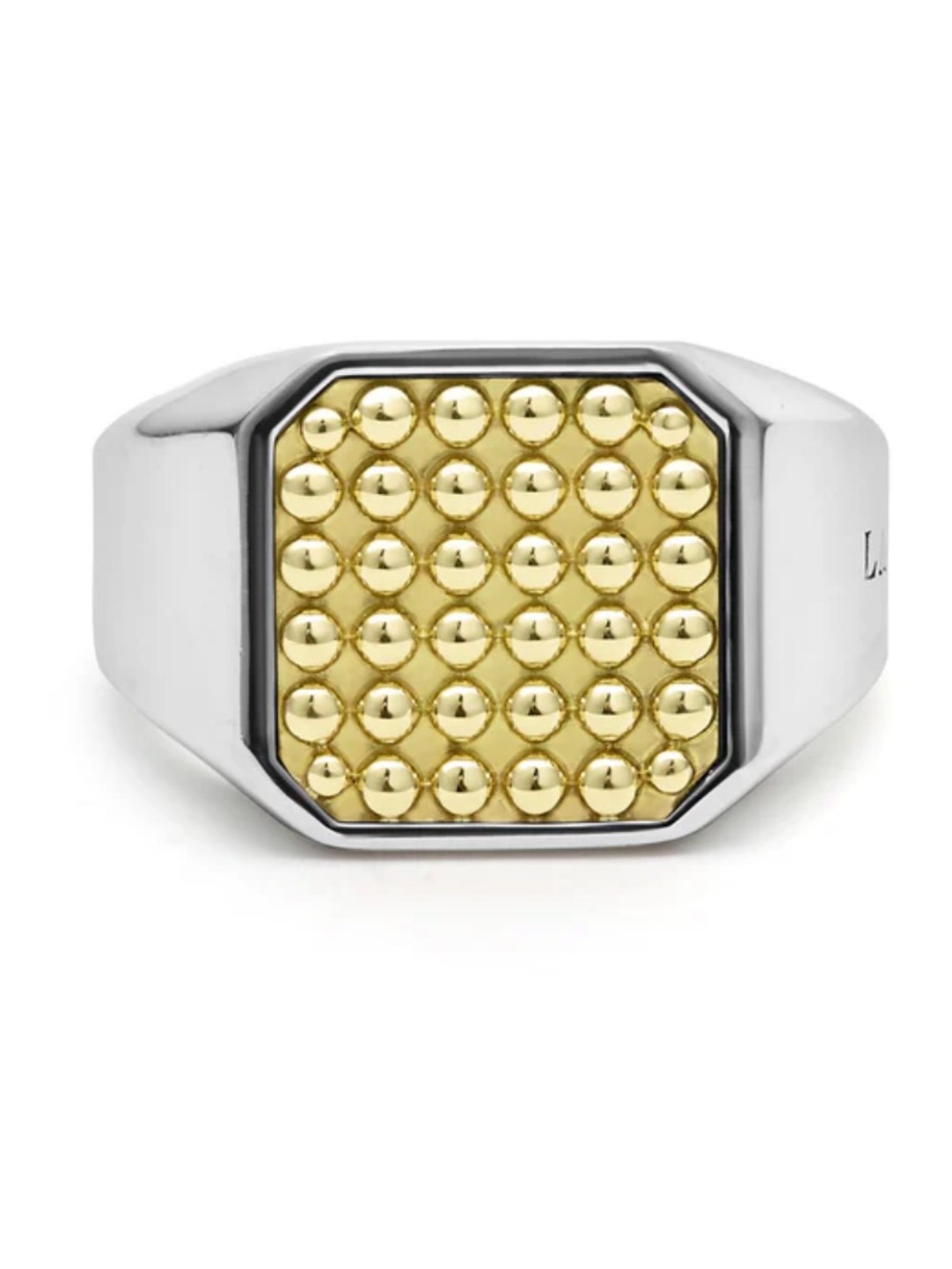 Lagos ANTHEM Two-Tone Caviar Beaded Square Ring - gold &silver -brand new size 9